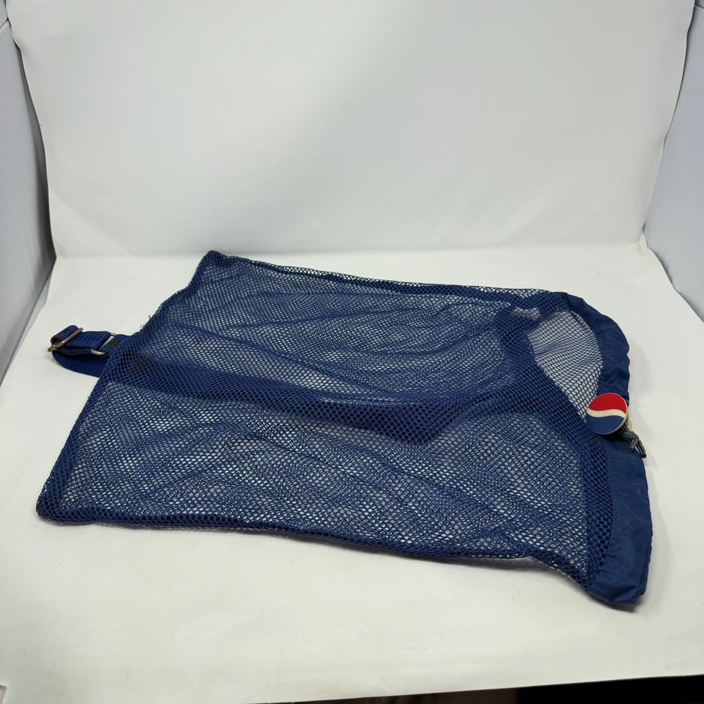 Vintage Pepsi Blue Mesh Drawstring Bag Adjustable Strap Logo Toggle Sporty